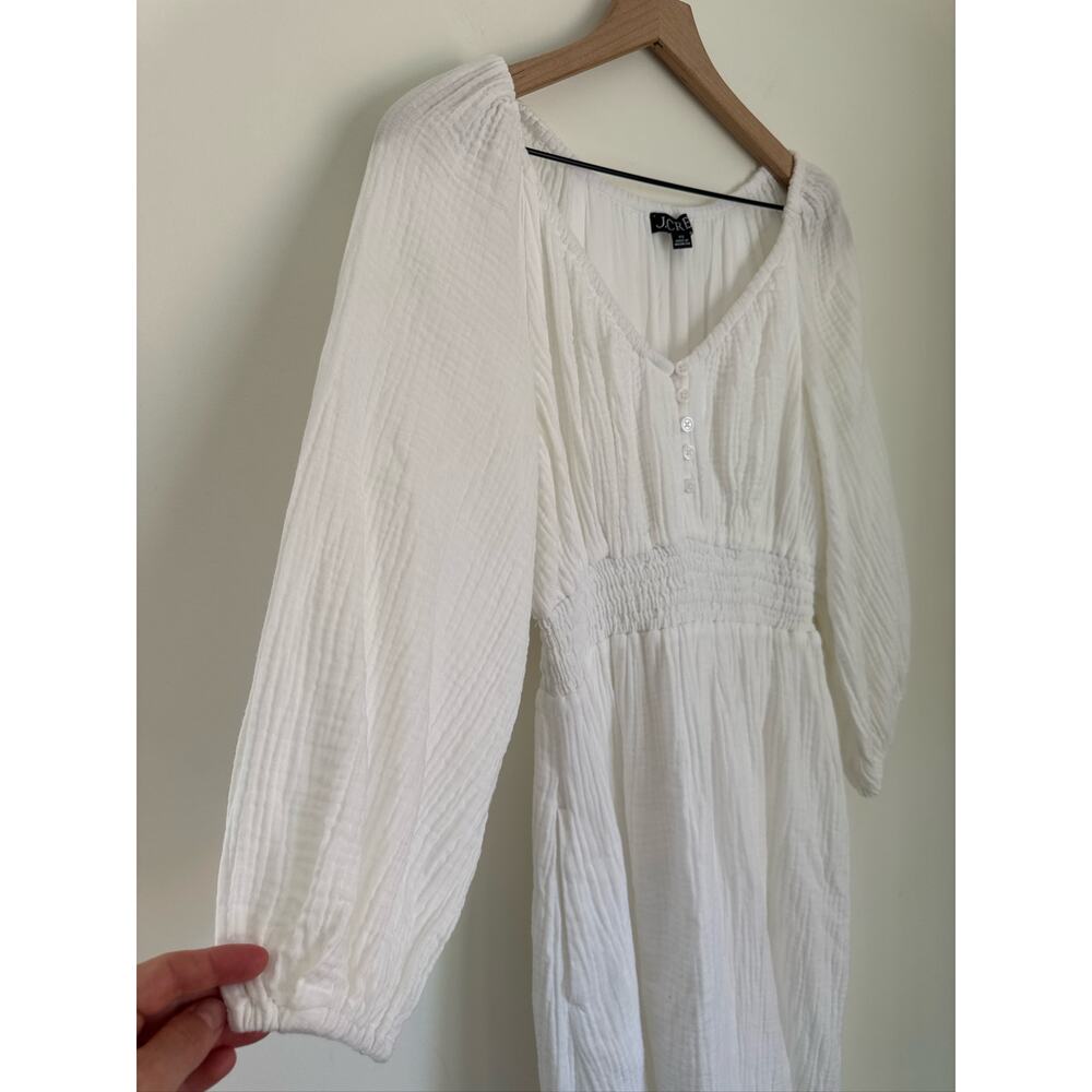J. Crew Factory White Long-Sleeve Smocked Waist Maxi Dress - Picture 3 of 8